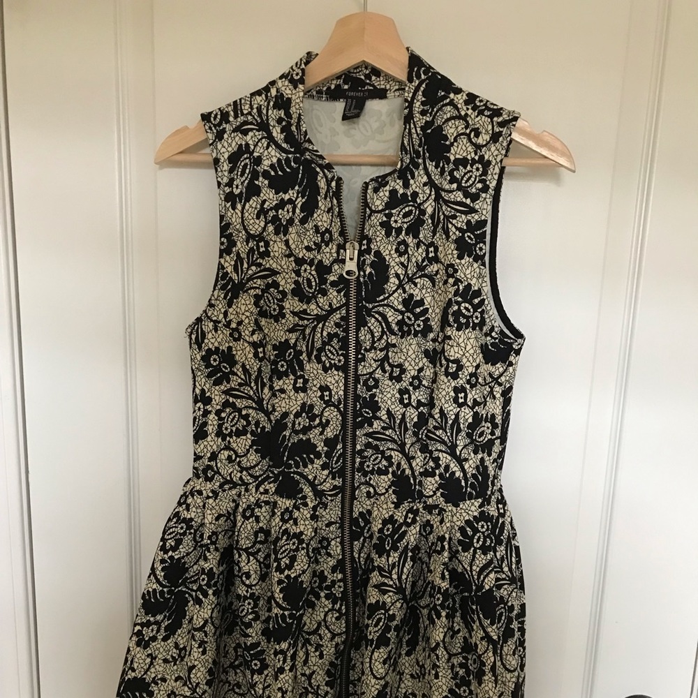 Lace print fit and flare dresss